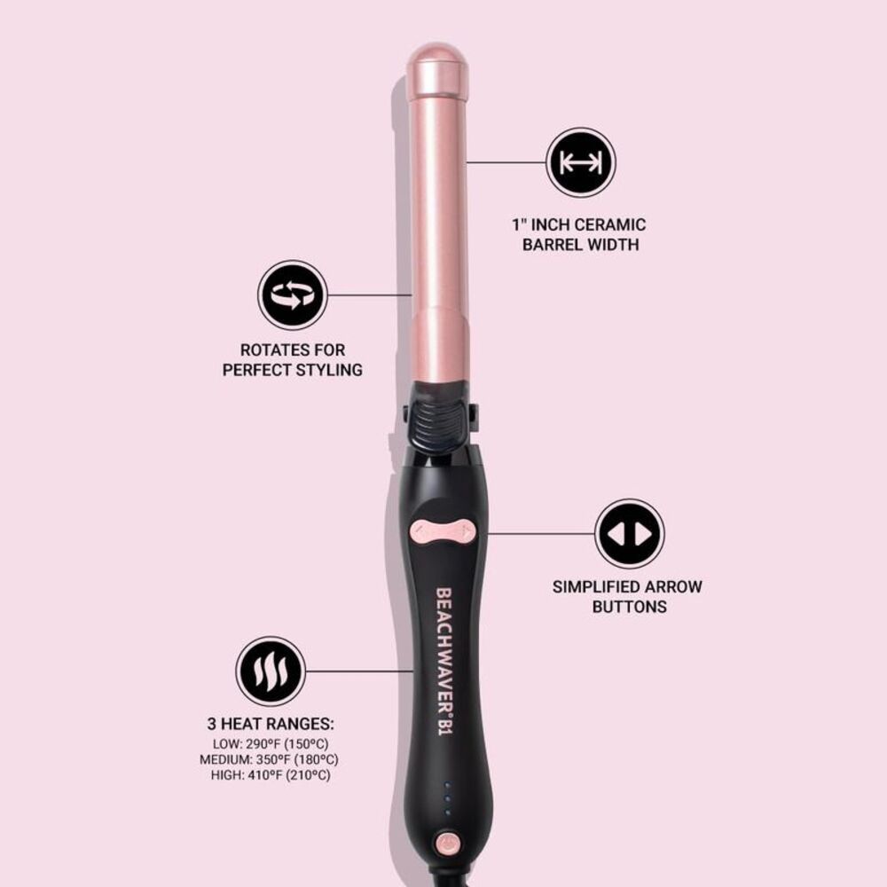 Open Box - BEACHWAVER Co. -  B1 Rotating Curling Iron Rose - Picture 4 of 4